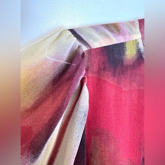 Calvin Klein Red and Gold Graphic Blouse Plus Size Women's 1X - Picture 7 of 10